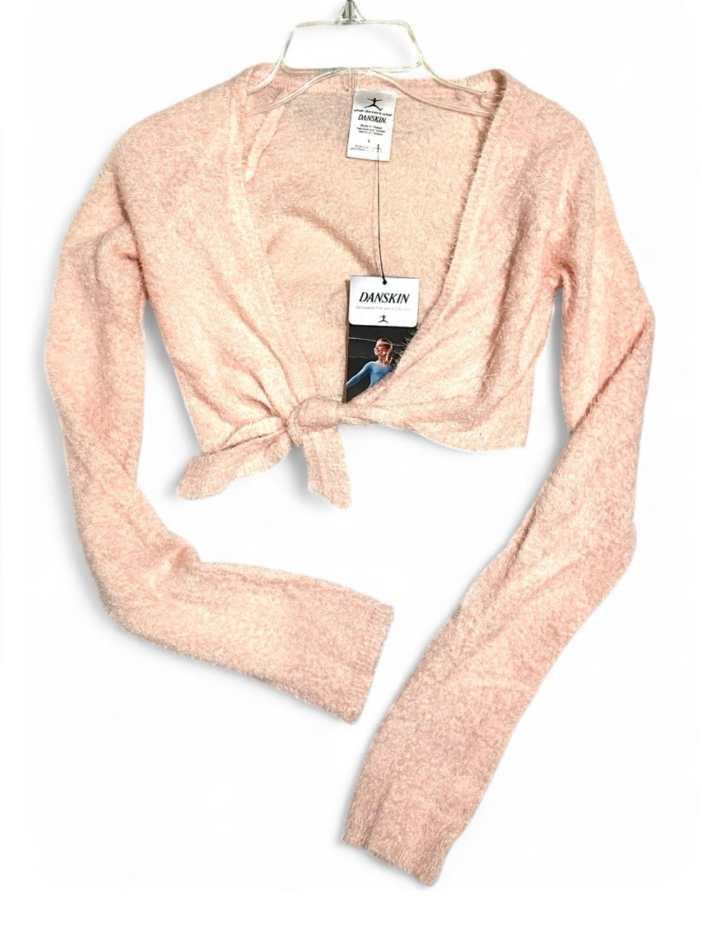 Danskin Pink Knit Tie-Front Bolero